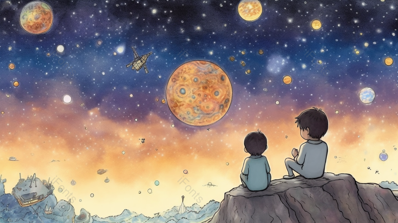 儿童节可爱风星球玩耍畅想卡通插画图,插画/手绘图,插画/手绘图库,插画/手绘图下载,插画/手绘
